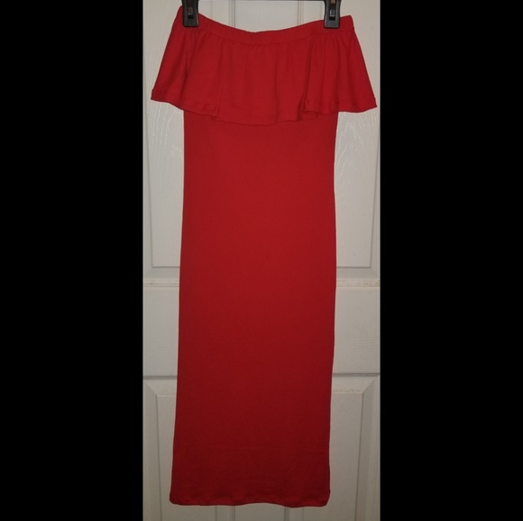 Red ruffle tube dress - Picture 7 of 7